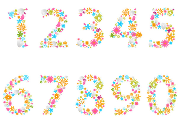 Beautiful flower numbers - Вектор,изображение