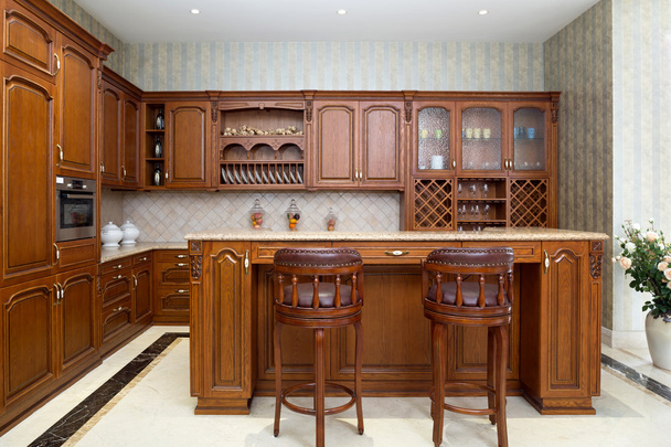 εσωτερικό κουζινών πολυτέλεια και διακόσμηση - Φωτογραφία, εικόνα