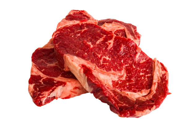 Beyaz arka plan üzerinde izole antrikot biftek - Fotoğraf, Görsel