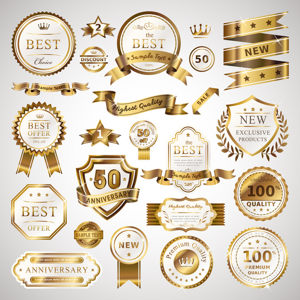 golden business labels set - Vector, imagen