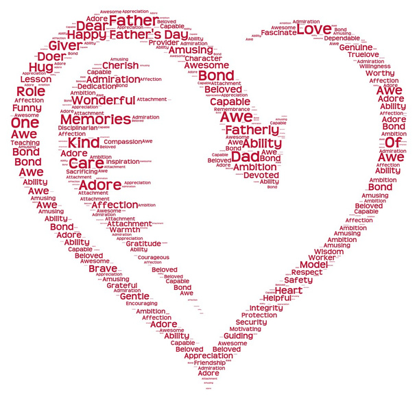 Tag cloud of father's day in a heart shape - Photo, Image