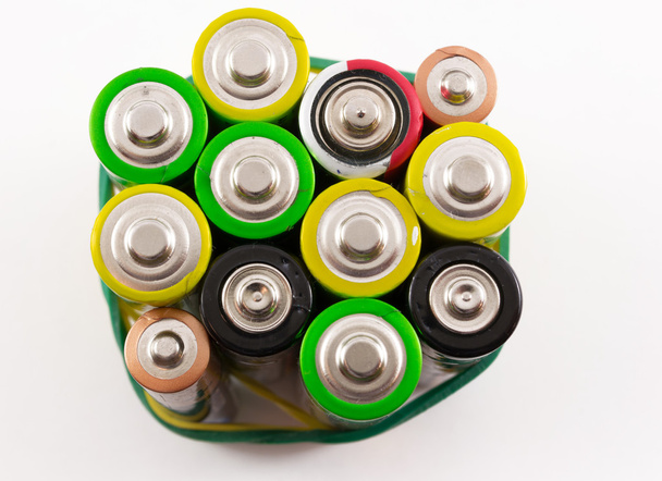 Closeup of Multicolored Batteries - Photo, Image