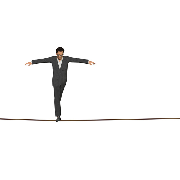 Empresario caminando sobre cuerda
 - Foto, Imagen