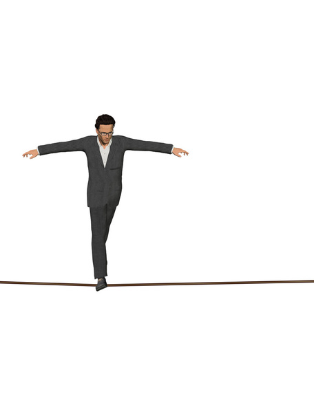 ロープを歩くビジネスマン - 写真・画像