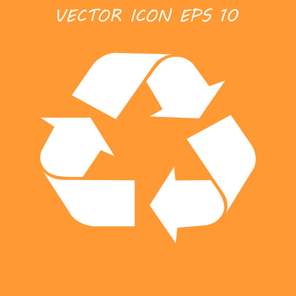 Recycle ondertekenen in witte kleur - geïsoleerd - Vector, afbeelding