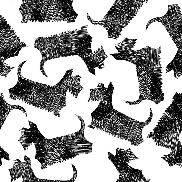 Divertido vector escocés Terriers patrón sin costuras
 - Vector, imagen