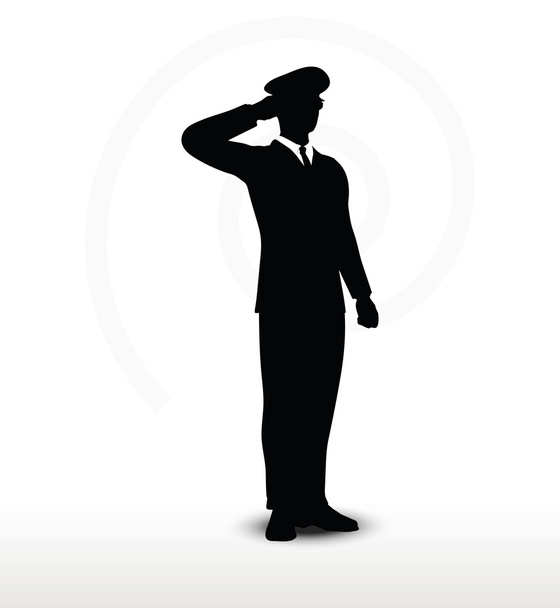 Armee-General-Silhouette mit Handbewegung zum Gruß - Vektor, Bild