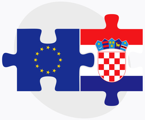 União Europeia e Croácia Bandeiras no puzzle
 - Vetor, Imagem