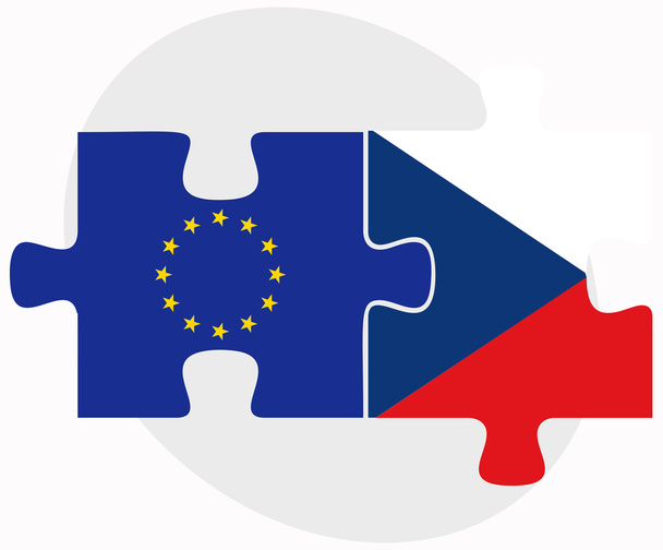 European Union and Czech Republic Flags in puzzle - Vector, Image