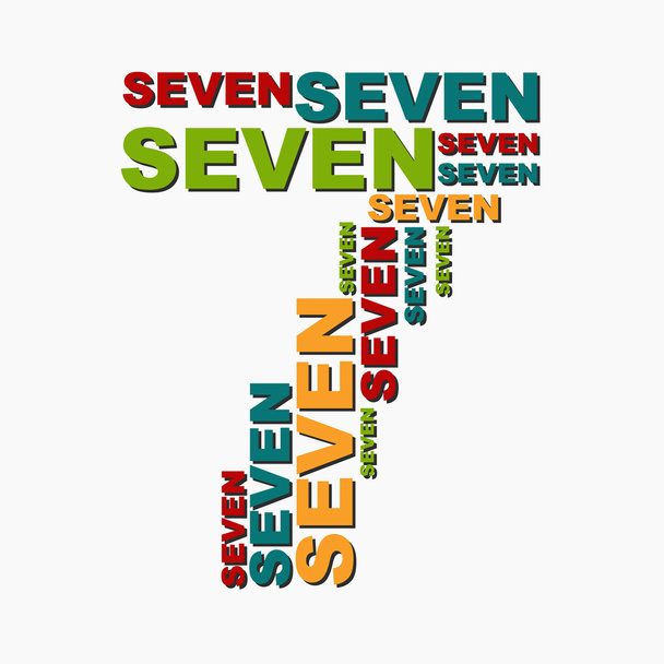 7 siete dígitos del número de palabras compuestas de diferente tamaño
 - Vector, imagen