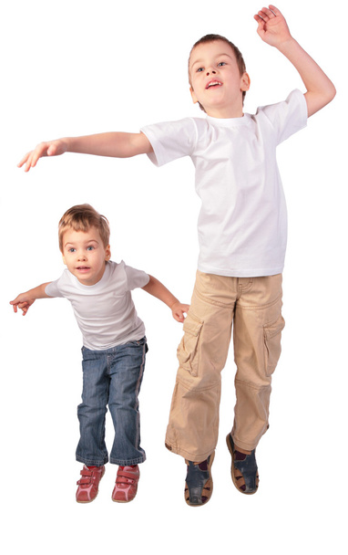 Boy and girl jumping - Zdjęcie, obraz