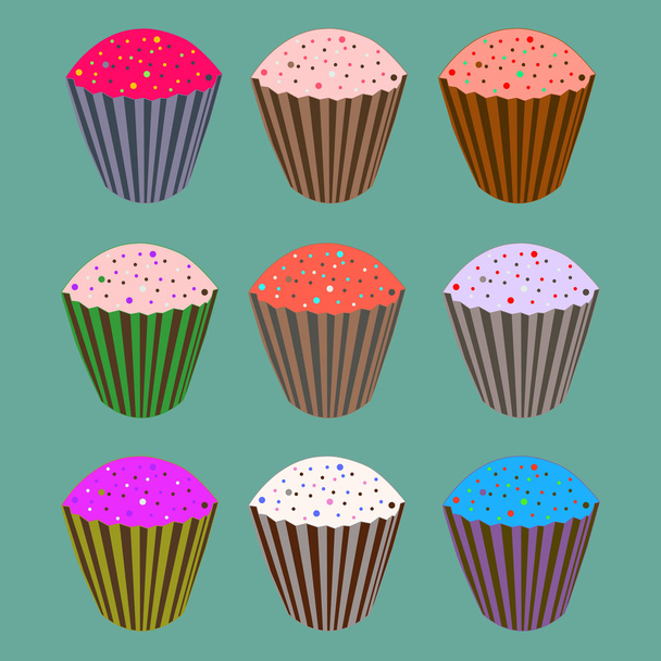 Set of sweety cupcakes - Vector, Image