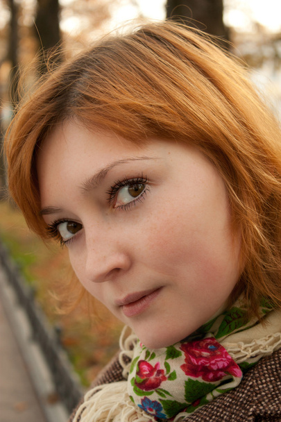 Chica maravilla en un parque de otoño
 - Foto, Imagen