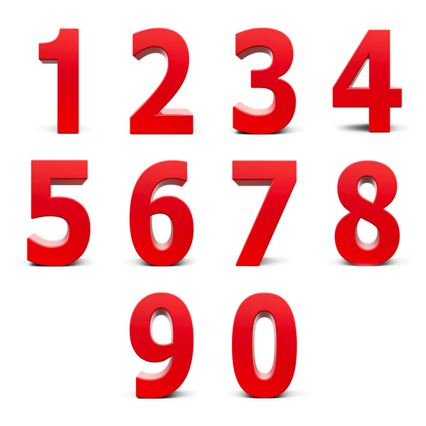 Rode cijfers set - Foto, afbeelding