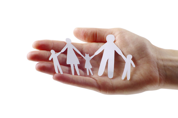Paper family in human hand - Foto, Imagen