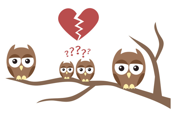 Owl Family Separation - Vector, Image