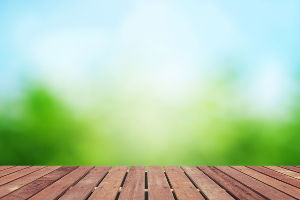 Spring background with wooden floor - Photo, Image