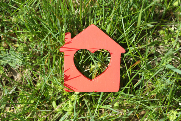 Spielzeughaus auf Gras Hintergrund - Foto, Bild