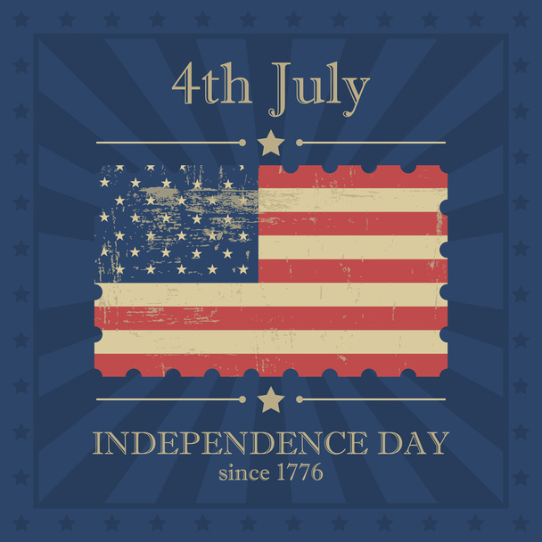 Día de la independencia sobre fondo vintage con bandera de EE.UU.
 - Vector, Imagen