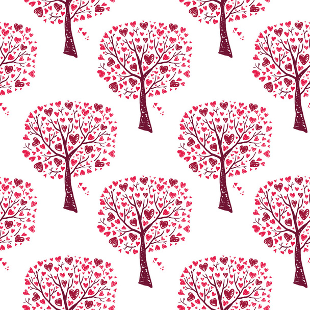 Pink trees with hearts - Vector, Imagen