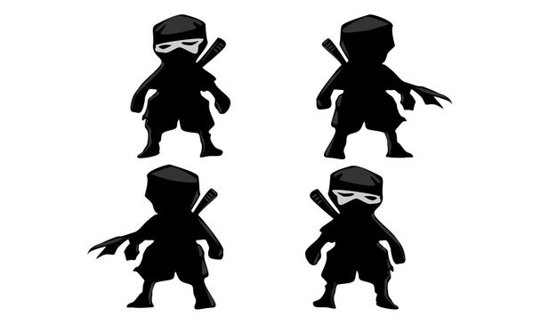 A set4 mini ninja harcos vektoros illusztráció - Vektor, kép