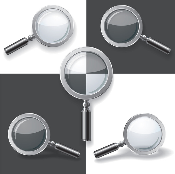 Set of images of magnifying glasses in different positions - Vector, Image