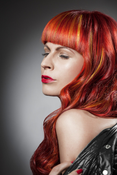 Red Hair. Fashion Girl Portrait - Фото, изображение