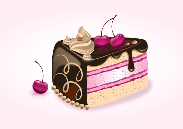 Csokoládé torta cseresznyével - Vektor, kép