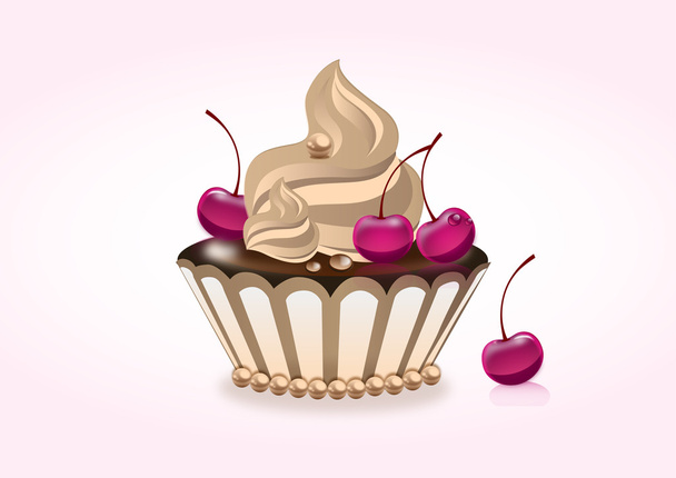 chocolate cake with cherries - Vector, Imagen