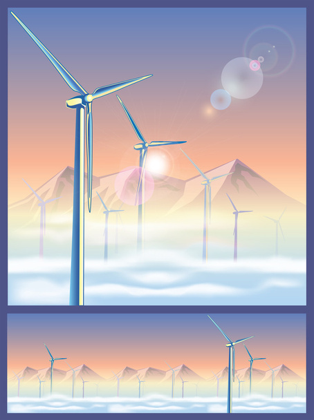 windturbines in de bergen - Vector, afbeelding