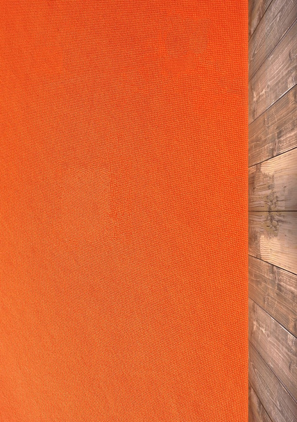 αφηρημένη πορτοκαλή τοίχο με ξύλινο πάτωμα - Φωτογραφία, εικόνα