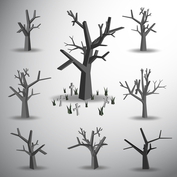Toter Baum auf Friedhof - Vektor, Bild