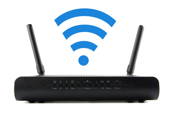 fekete vezeték nélküli router elszigetelt fehér background - Fotó, kép
