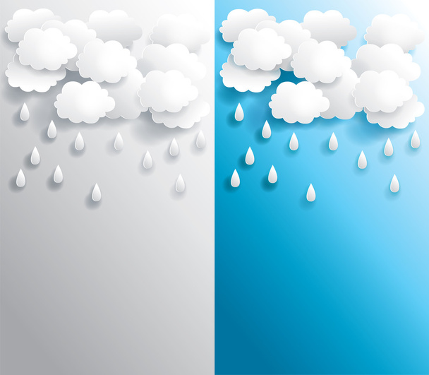 3D brillante Rainy nublado banner de papel tiempo en varios fondos, crear por vector
 - Vector, imagen
