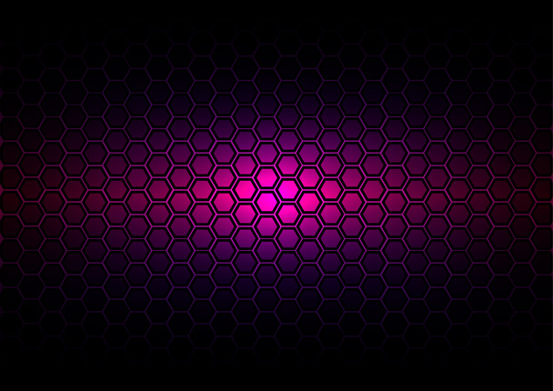 abstract pattern hexagon  on dark purple color background - Vector, Image
