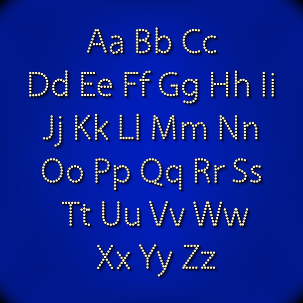 Retro Lightbulb Alphabet Glamorous showtime theatre alphabet. Vector illustration. - Вектор, зображення
