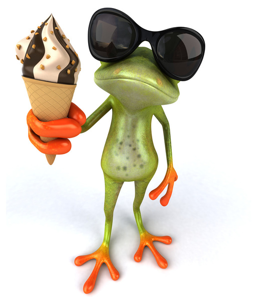 Fun frog with ice cream - Fotoğraf, Görsel