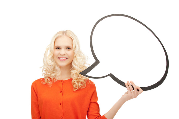 Smiling businesswoman with blank text bubble - Photo, Image