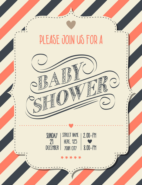 baby shower invitation in retro style - Vector, Image