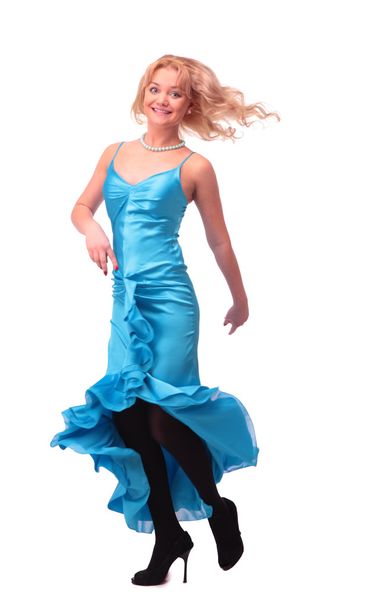 Blonde in blue dress - Foto, Imagem