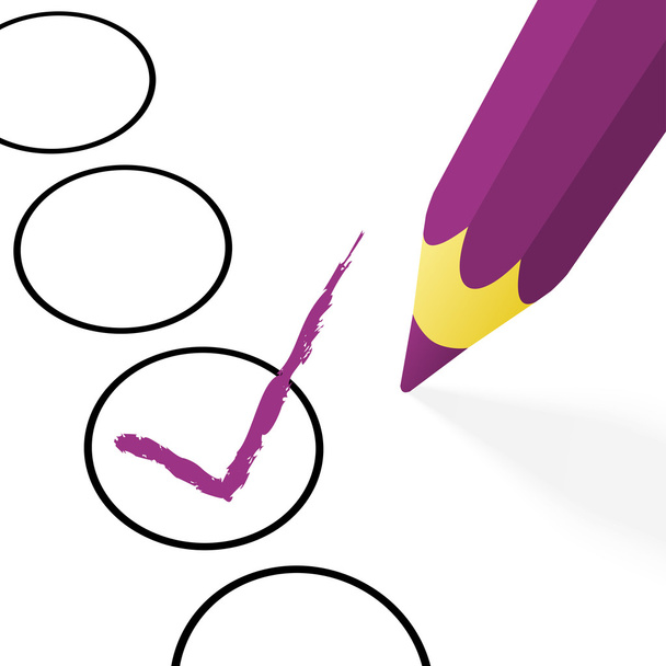 paarse potlood met haak - Vector, afbeelding