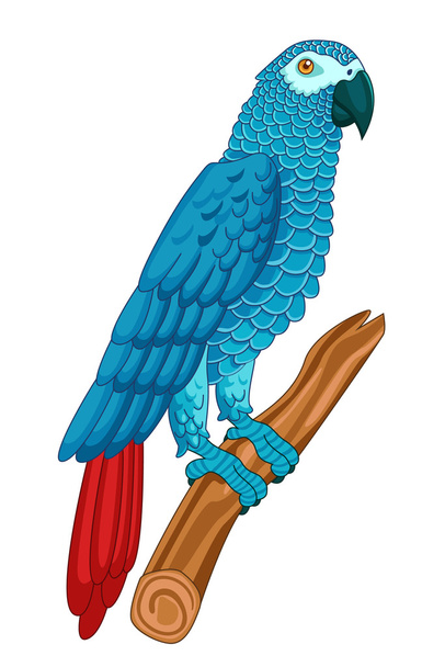 cartoon blue parrot - Вектор,изображение