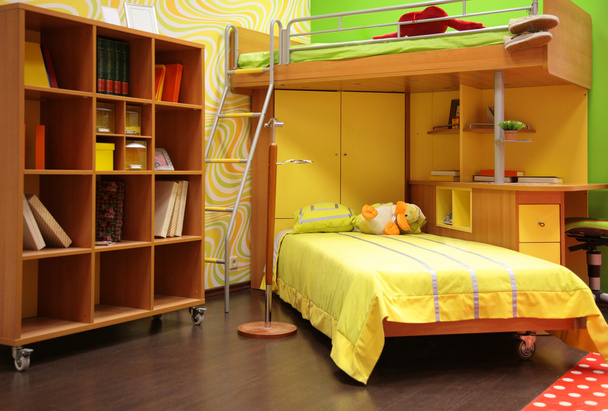 Children room with double bed - Фото, изображение