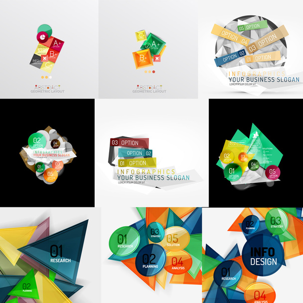 Geometric banners, templates, layouts. Paper graphics Mega collection - Vector, Image