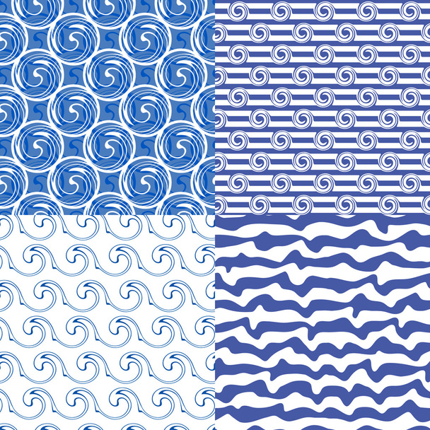 Set or blue seamless patterns - Vector, Image