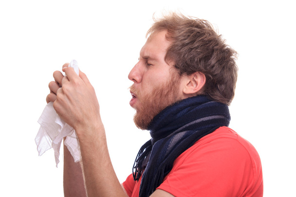 Sick cold man coughing - Fotó, kép