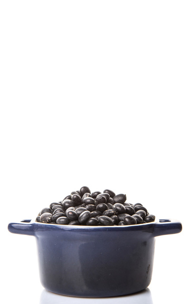 Μαύρα φασόλια σε μπλε κατσαρόλα - Φωτογραφία, εικόνα