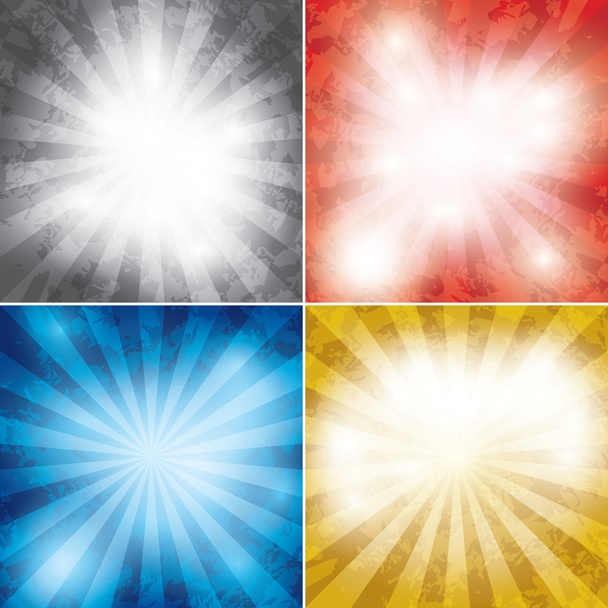 conjunto de color grunge fondo con rayos - vector
 - Vector, Imagen