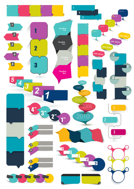 Big set of numbered banners, templates. Infographics box charts. - Vector, Image