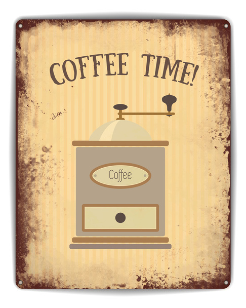 Café tiempo estaño cartel
 - Vector, Imagen